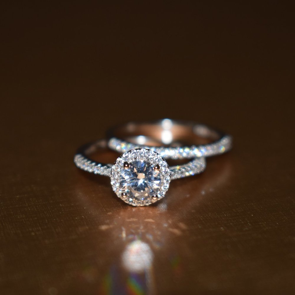 Wedding Ring Set Sterling Silver Ring - Picture 4 of 6